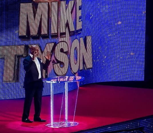 Mike Tyson at his WWE Hall of Fame induction in 2012